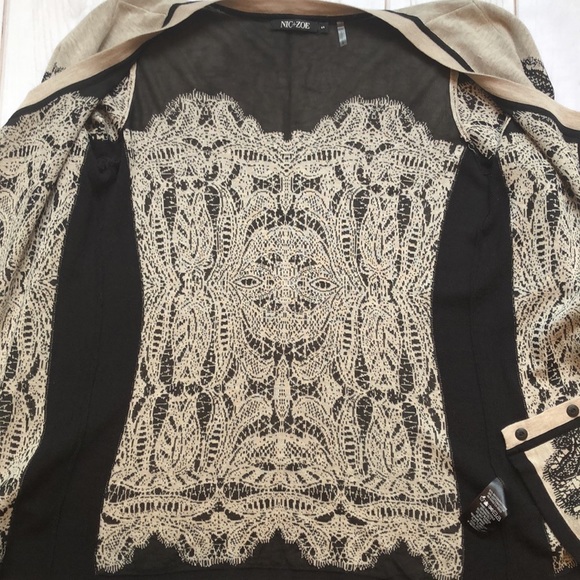 Nic+Zoe Taupe & Black Lace Look Button Front Cardigan Sweater Women’s small EUC - Picture 11 of 14
